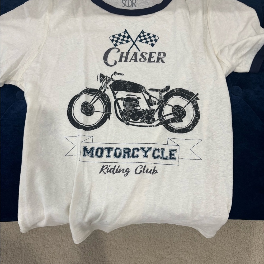 Chaser Kids Racing Motorcycle Tee - Cream and Black